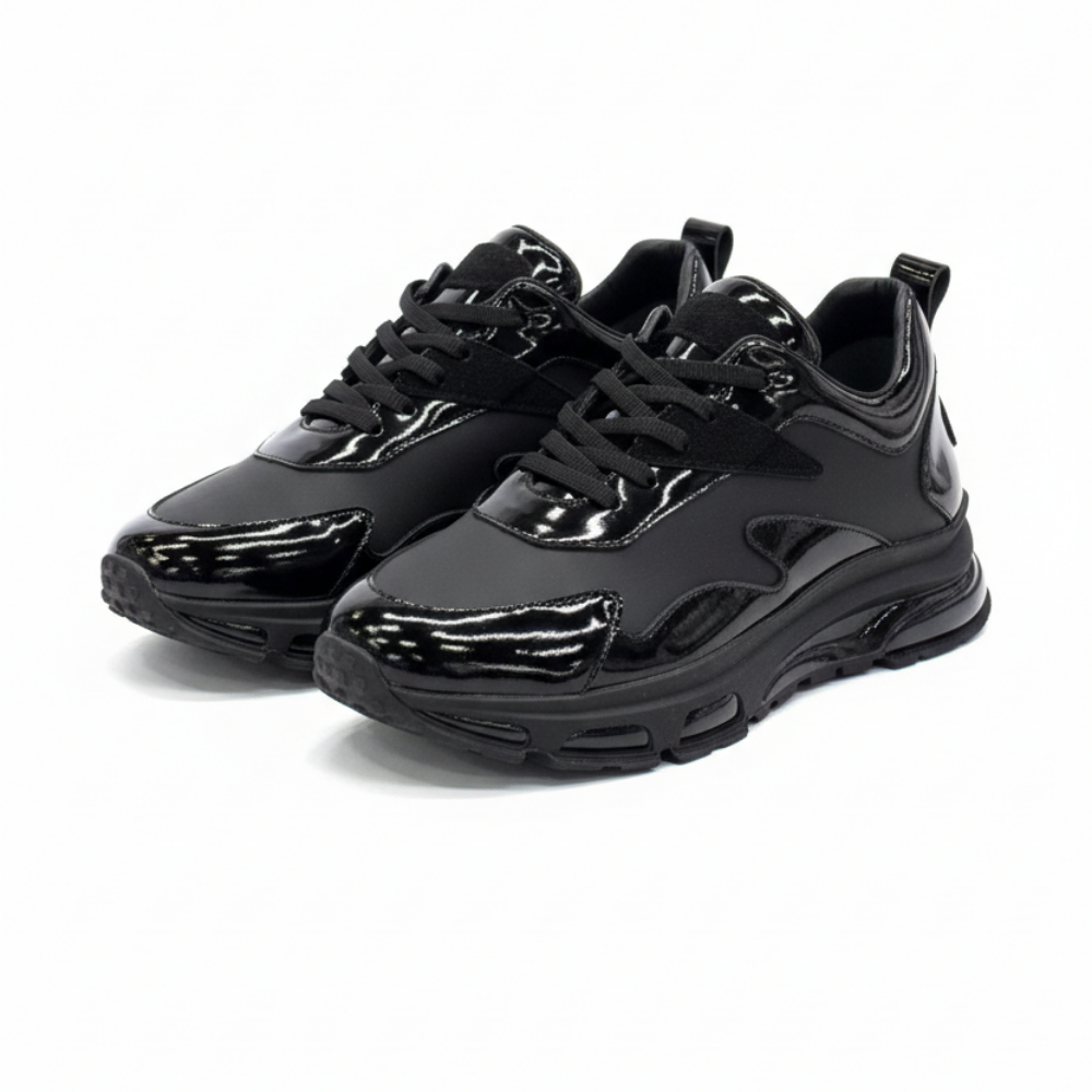 1046 Cilt Siyah Rugan Hakiki Deri Sneaker