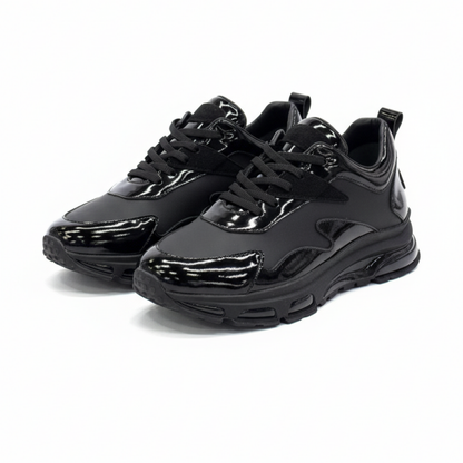 1046 Cilt Siyah Rugan Hakiki Deri Sneaker