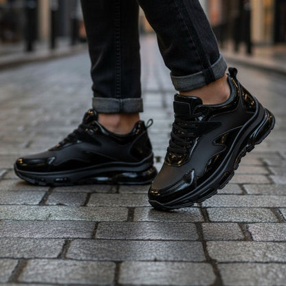 1046 Cilt Siyah Rugan Hakiki Deri Sneaker