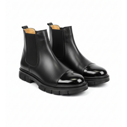 2041 Siyah Cilt Hakiki Deri Bot