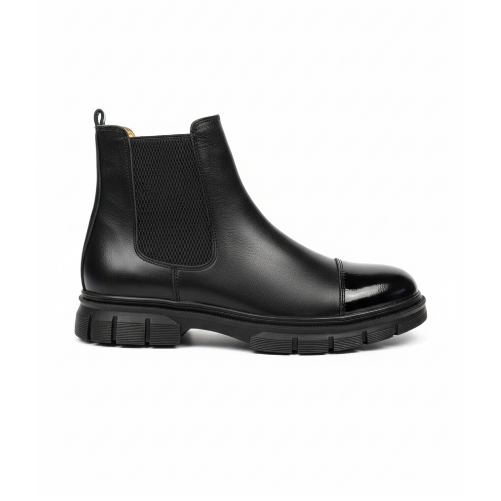 2041 Siyah Cilt Hakiki Deri Bot