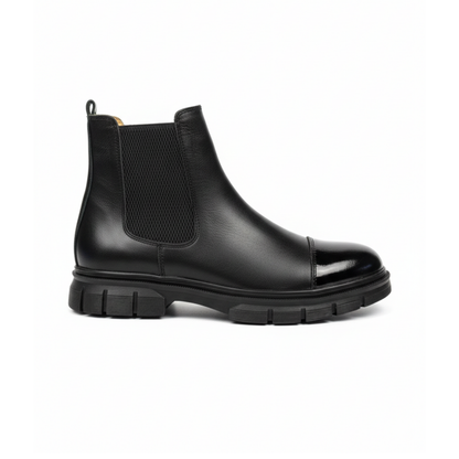 2041 Siyah Cilt Hakiki Deri Bot